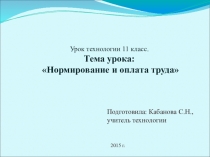 Презентация по технологии Нормирование и оплата труда (11 класс)