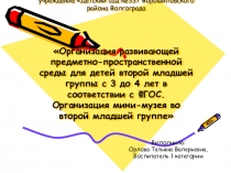 Организация развивающей предметно-пространственной среды для детей второй младшей группы с 3 до 4 лет в соответствии с ФГОС. Организация мини-музея во второй младшей группе