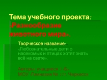 Презентация к защите проекта Разнообразие животных