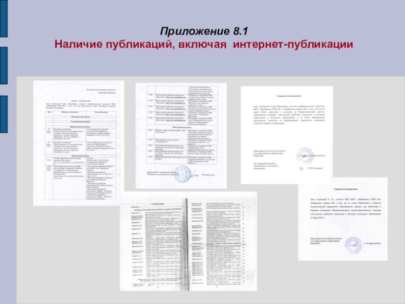 Портфолио учителя ИЗО искусства МОУ Лямбирская СОШ №1 Глямшина Е.Н. Приложение 8.1 Наличие публикаций, включая интернет-публикации Приложение 8.1 Наличие публикаций, включая интернет-публикации