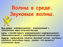 Презентация по физике для 9 класса по теме ВОЛНЫ В СРЕДЕ. ЗВУКОВЫЕ ВОЛНЫ