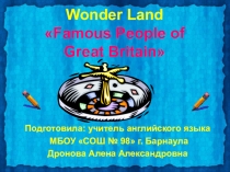 Презентация к игре Wonder Land  Famous People of Great Britain
