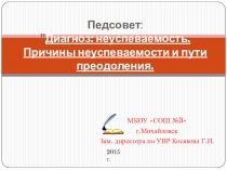 Диагноз: неуспеваемость. Причины неуспеваемости и пути преодоления.