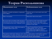 Презентация к уроку по теме Теория Раскольникова по роману Ф.М.Достоевского Преступление и наказание