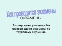 Презентация по столярному делу на тему Подготовка выпускников школы к экзамену(9 класс).