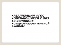 Реализация ФГОС обучающихся с ОВЗ в условиях общеобразовательной школы