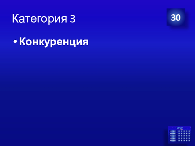 Презентация Экономика своя-игра для учащихся 8 класса Категория 3Конкуренция30 Категория 3Конкуренция30