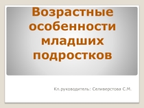 Классный час Возрстные особенности семиклассников