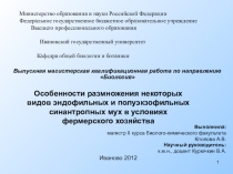 Выпускная магистерская квалификационная презентация работы по направлению Биология. Клопова А.В., 2014 г.