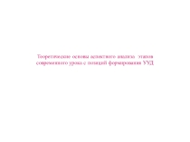 Презентация к докладу на тему: Теоретические основы аспектного анализа этапов современного урока с позиций формирования УУД.