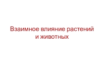 Презентация по экологии для 6 класса Взаимные влияния растений и животных