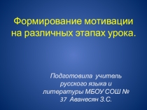 Формирование мотивации на уроках русского языка и литературы.