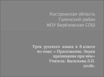 Презентация по русскому языку Приложение. Знаки препинания при нём (8 класс)