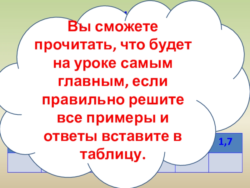 Презентация по математике на тему Деление на десятичную дробь. 1 урок.(5 класс) 6,1+0,12 Е5,1:3 Е6,87 : 10 Е7,12 6,1+0,12 Е5,1:3 Е6,87 : 10