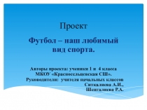 Проект Мой любимый вид спорта-футбол