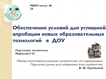 Презентация :Обеспечение условий для успешной апробации новых образовательных технологий в ДОУ