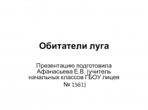 Презентация к уроку окружающего мира в 3 классе Обитатели луга