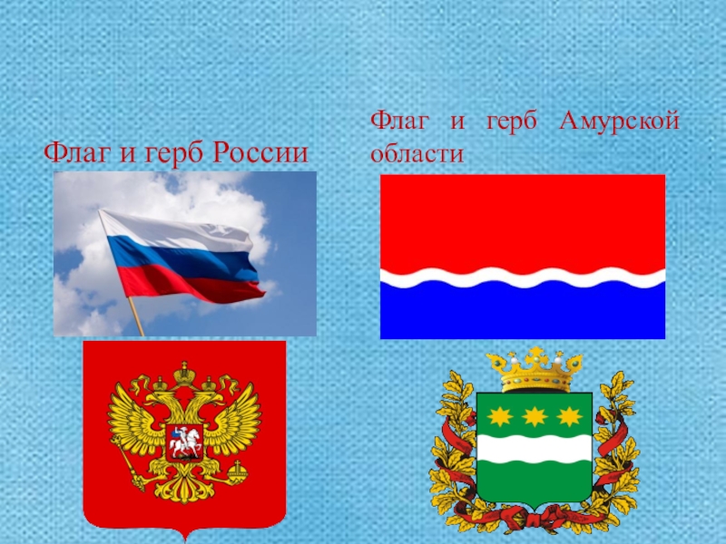 Презентация Моя малая Родина Флаг и герб РоссииФлаг и герб Амурской области Флаг и герб РоссииФлаг и герб Амурской области