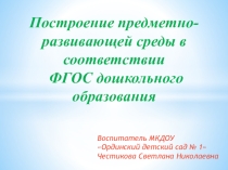 Построение предметно-развивающей среды в соответствии ФГОС дошкольного образования