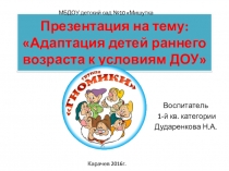 Презентация Адаптация детей раннего возраста