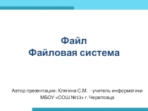 Презентация по информатике Файл. Файловая система
