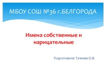 Презентация по русскому языку для 5 класса Имена собственные и нарицательные