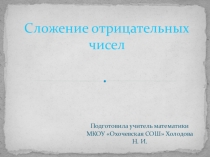 Презентация по математике Сложение отрицательных чисел