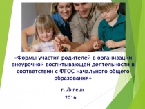 Формы участия родителей в организации внеурочной воспитывающей деятельности в соответствии с ФГОС начального общего образования