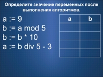 Презентация по информатике Операции div и mod