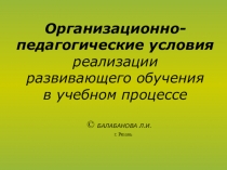 Организационно-педагогические условия реализации развивающего обучения в УНПО и СПО.