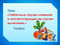 Презентация по математике на тему Табличные случаи сложения и соответствующие им случаи вычитания. 1класс Гармония