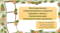 Логопедическое сопровождение учащихся среднего звена с ОВЗ