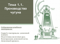 Методическая разработка урока по предмету ОП 07. Основы металлургического производства на тему: Производство чугуна