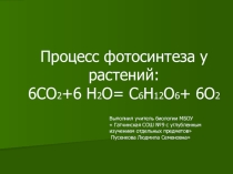 Презентация по биологии Процесс фотосинтеза