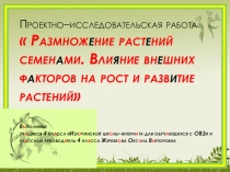 Проектно -исследовательская работа  Размножение растений семенами. Влияние внешних факторов на рост и развитие растений - 4 класс