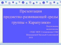 Презентация предметно пространственной развивающей среды группы  Карапузики