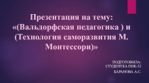 Педагогические технологии (Вальдорфская педагогика) и (Технология саморазвития М.Монтессори)