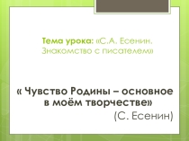 Презентация по литературе на тему С.А. Есенин. Знакомство с писателем (5 класс)