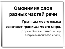 Презентация по русскому языку Омонимия слов разных частей речи
