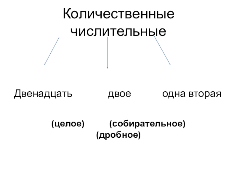 Презентация по русскому языку на тему Разряды количественных числительных (6 класс) Количественные числительныеДвенадцать двое одна вторая(целое) Количественные числительныеДвенадцать двое одна