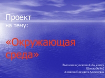Школьный проект на тему:Экология. Охрана окружающей среды
