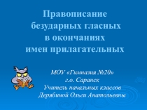 Правописание безударных гласных в окончаниях имен прилагательных