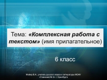 Презентация к уроку русского языка на тему: Комплексный анализ текста. Имя прилагательное. 6 класс