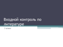 Входной контроль по литературе