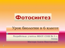 Презентация по биологии Фотосинтез (6 класс)