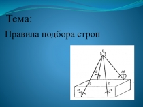 Презентация по МДК.02.02 на тему Правила подбора съемных грузозахватных приспособлений