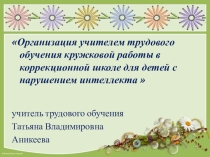 Организация учителем трудового обучения кружковой работы в коррекционной школе для детей с нарушением интеллекта