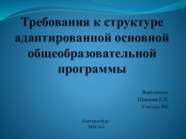 Презентация Требования к Адаптированной основной общеобразовательной программы по ФГОС для умственно отсталых