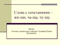 Презентация по русскому языку Слова с сочетаниями –жи-ши, ча-ща, чу-щу (2 класс)