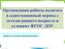 Организация работы педагога в адаптационный период c детьми раннего возраста в условиях ФГОС ДОУ